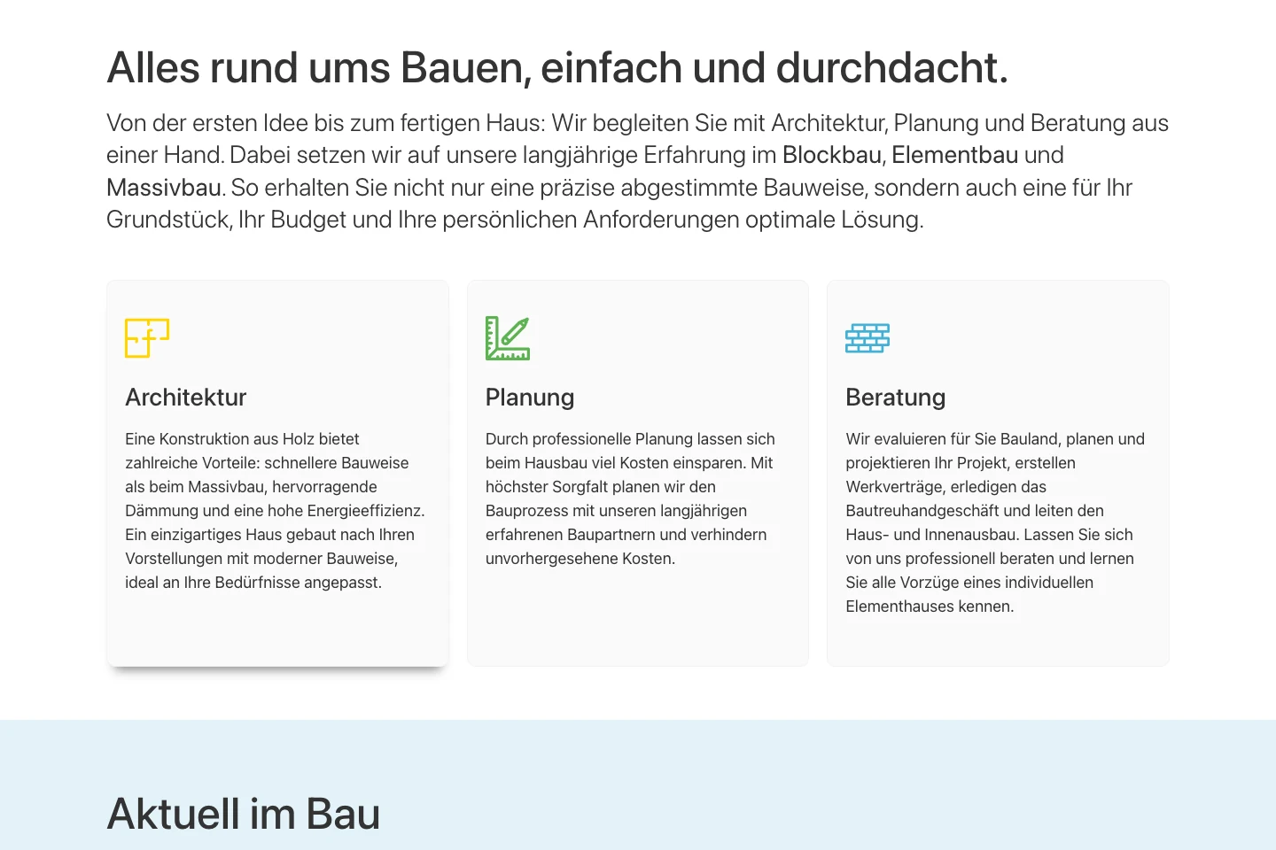 Leistungen – Architektur, Planung und Beratung im Überblick.