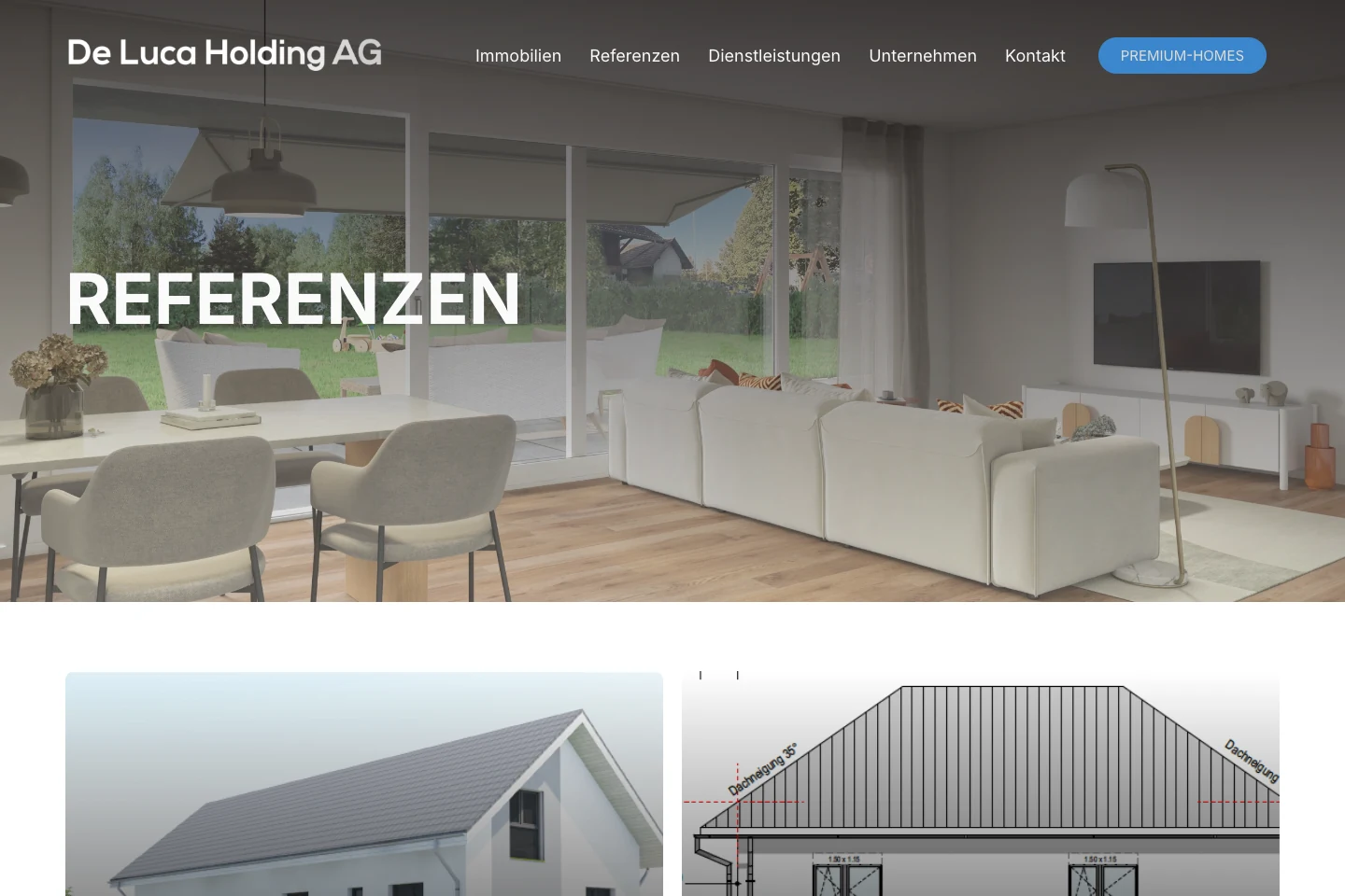 Referenzen – Ausgewählte Immobilienprojekte mit Bildern und Standortangaben.